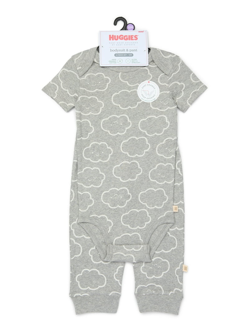 Huggies Baby Boy Printed 2pc Organic Cotton Bodysuit and