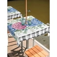 thumbnail image 2 of Outdoor Tablecloth with Umbrella Hole for Patio/Picnic/Party/Camping, Blue Pink Hydrangea Waterproof Table Cloth Square Cover Washable, Eucalyptus Leaves Summer Botanical Plaid (54"x 54"), 2 of 8