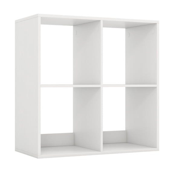 Furnibear 4 Cube Bookshelf with Back Guardrail for Living Room Bedroom White, 27.5" x 13" x 27.5" - Open Storage Display Rack for Home Office