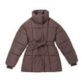 thumbnail image 4 of Loose waist jacket mid-length puffer Coat (XL, White), 4 of 4