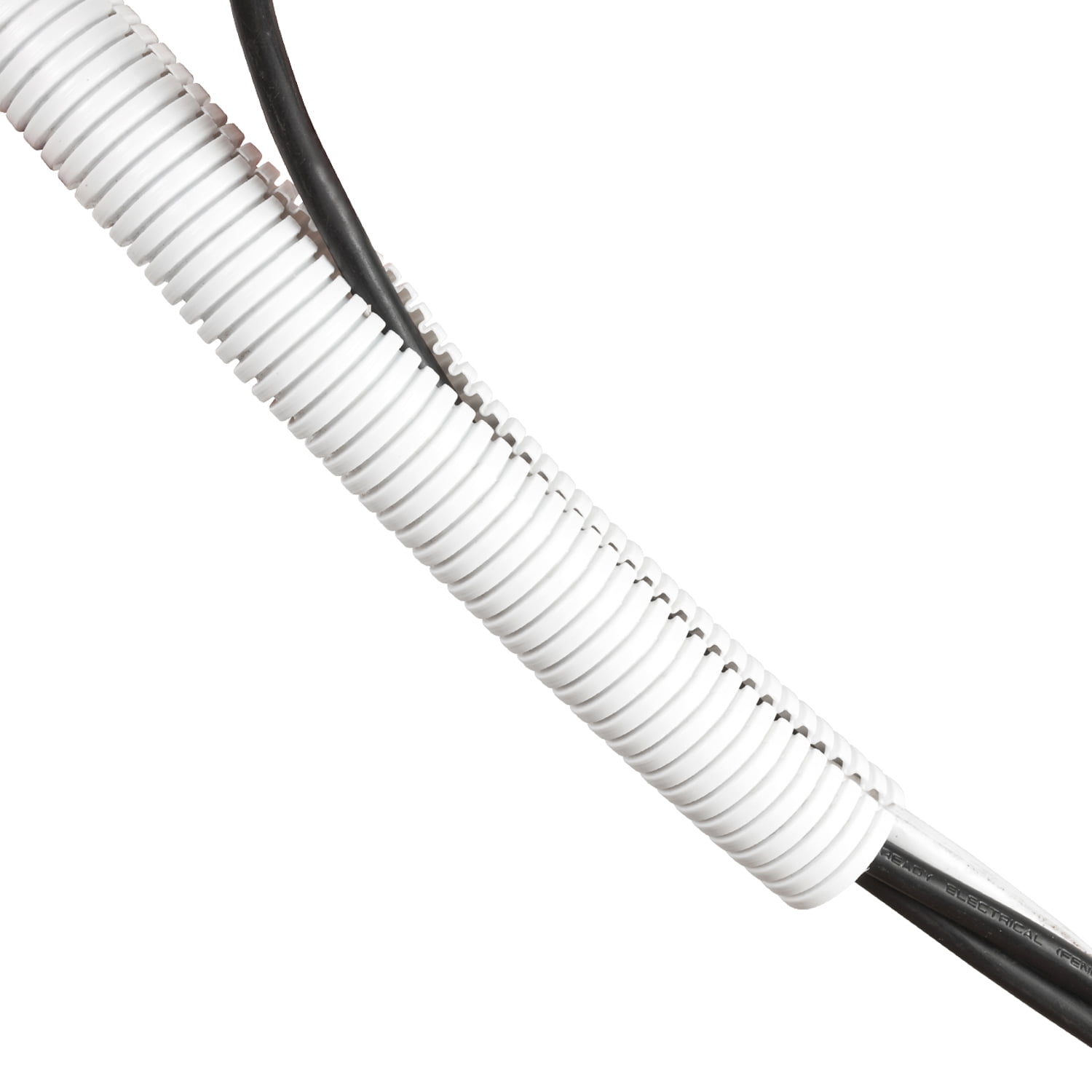 D-Line White Pre-Split Cable Management Tube, 1.26in Diameter, 43in Length