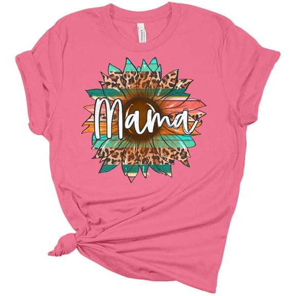 Mama Serape Sunflower Graphic Shirt Women's Bella Mom Gift T-Shirt Charity Pink S