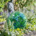 thumbnail image 6 of Evergreen 10" Art Glass Turquoise Confetti Gazing Ball with Stand Garden and Yard Decor, 6 of 6