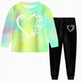 thumbnail image 2 of KPOPLK Boys Girls Outfit Sets 2-8 Years Kids Fall Soft Clothes Casual Cotton Long Sleeve Graphic Print T Shirts and Pants 2 Piece Clothes Yellow Size 7-8 Years, 2 of 6