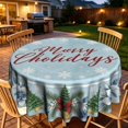 Pale Blue Base Cursive Merry Holidays Script Pine Tree Snowflake ...