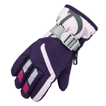 

ZHUASHUM Winter Outdoor Kids Boys Girls Snow Skating Snowboarding Windproof Warm Ski Gloves