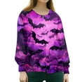 thumbnail image 4 of MLQIDK Halloween Nursing Jackets for Nurses Long Sleeve Button up Plus Size Medical Scrub Tops Pumpkin Ghost Bat Print Nursing Working Uniforms Cotton Scrubs Sets Purple 4XL, 4 of 4