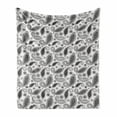thumbnail image 1 of Paisley Soft Flannel Fleece Blanket, Minimalist Oriental Florets Leaves Dark Colors Iranian Culture Featured Image, Cozy Plush for Indoor and Outdoor Use, 50" x 70", Grey and White, by Ambesonne, 1 of 6