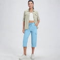 thumbnail image 6 of Cargo Capri Pants for Women Casual Summer Drawstring Elastic Waist Quick Dry Hiking Capris with Pockets, XL, 6 of 7