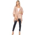 thumbnail image 7 of Sakkas Avi Women's Reversible Open Front Poncho Cardigan Ruana Cape Shawl W/Fringe - Plaid Brown - One Size Regular, 7 of 7