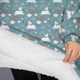 thumbnail image 3 of Oversized Wearable Blanket Hoodie,Blue Cartoon Unicorn Rainbow Cloud Sherpa Blanket Hoodie with Super Pockets,Super Warm Fuzzy Pullover for Women & Men, 3 of 6