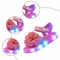thumbnail image 4 of FINALGANG Kids Girls Adjustable Hook And Loop Flower Cherry Rhinestone Light Up Sandals Transparent LED Thick Sole Summer Glowing Casual Sandals Cozy Shoes 6-6.5 Years, 4 of 8