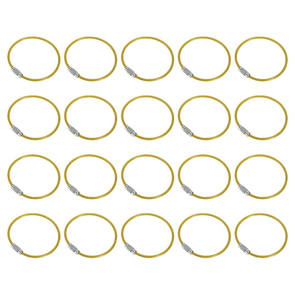 Uxcell 5.9" Length Wire Keychain Cable, 20 Pack Stainless Steel 2mm Key Ring Loop for Outdoor Hiking Sport, Gold Yellow