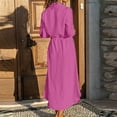 thumbnail image 3 of LLYwey Summer Collared Shirt Dresses for Women 2025 Trendy Casual Long Sleeve Button Down Tie Waist Cover up Midi Dresses with Pockets, Sun-8, Pinksy, S, 3 of 8