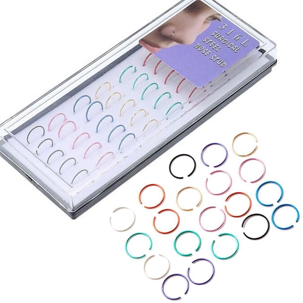 Aros De Nariz Redonda De Acero Inoxidable Unisex, Piercings De Aro Para La Nariz, Piercings De Aro Rellenos Para La Nariz, Anillos De Aro Para El Cuerpo 40 Uds Speravity AP007126-02