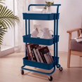 thumbnail image 2 of Alexent 3-Tier Modern Plastic Storage Trolley Rolling Utility Carts in Navy, 2 of 10