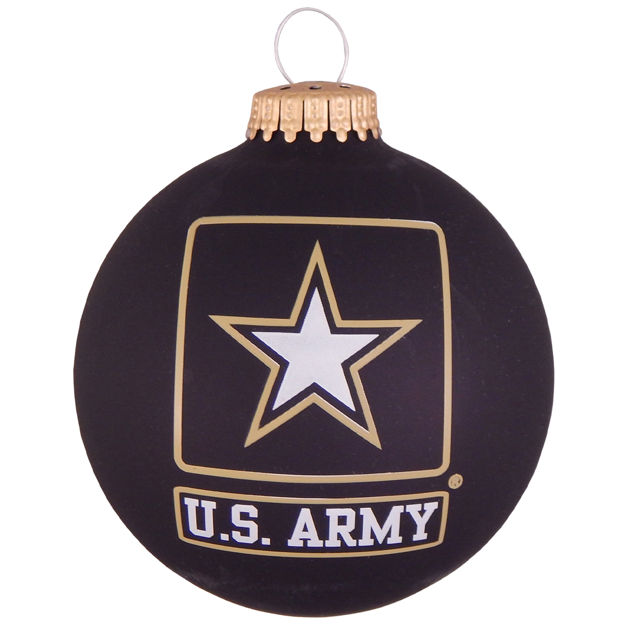 Holiday Time 3 1/4" Black Glass Ornament with Army Logo and Motto 1 Count