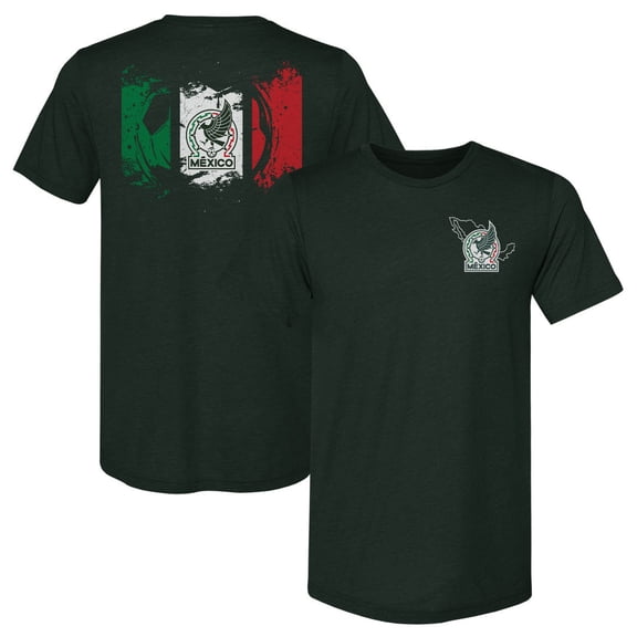 Men's 500 Level Dark Green Mexico National Team Grunge Flag Premium Tri-Blend T-Shirt