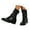 Black, variant on Womens Ankle Boots Leather Low Heel Slip on Walking Dress Combat Short Booties