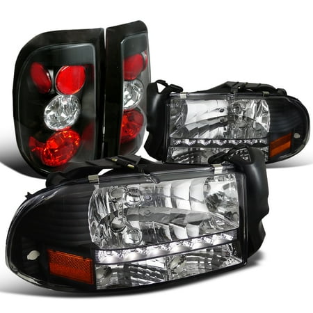 - Spec-D Tuning 1997-2004 Dodge Dakota Led Crystal Headlights & Black Tail Brake Lamps (Left + Right) 97 98 99 00 01 02 03 04