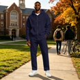 thumbnail image 4 of Domuza Full‑Zip Hooded Sweatshirt and Straight‑Leg Sweatpants Set for Men, 2‑Piece Pullover Sweatsuit, Relaxed‑Fit Athletic Casual Outfit with Pockets, 4 of 5