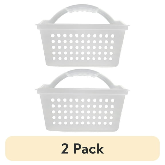 (2 pack) Mainstays Small Portable Shower Caddy Frost Plastic