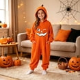 thumbnail image 2 of BOOMNY Halloween Unisex Boys Girls Romper Jumpsuit Hallowmas Pumpkin Face Graphic Long Sleeve Hooded Jumpsuits for Kids Soft Warm Winter Loungewear Jumpsuit, 2 of 4