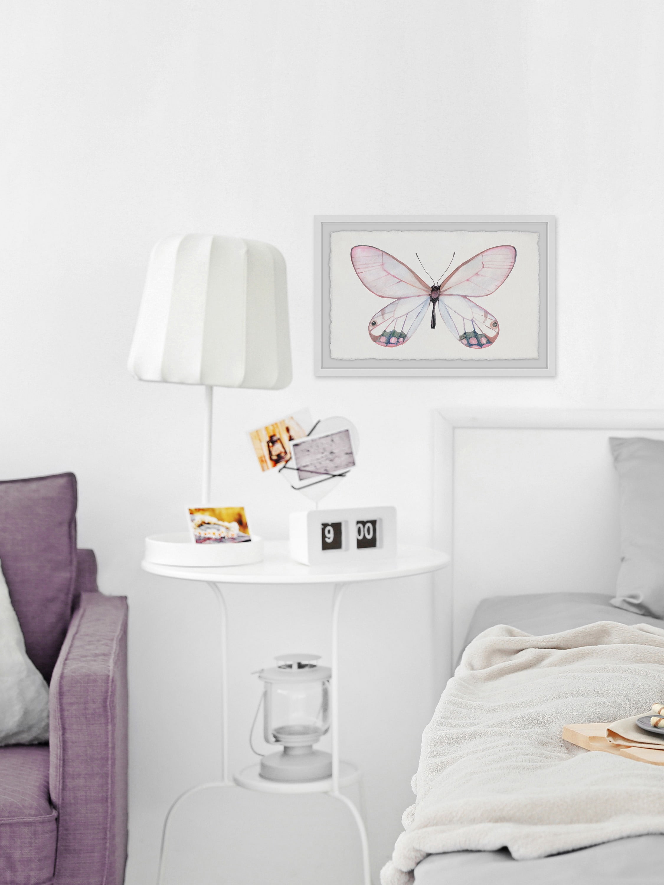Pale Pink Butterfly Framed Painting Print