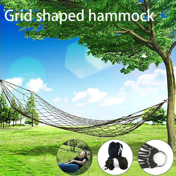 Meshy Rope Hammock Nylon Sleeping Net Bed,Tourism And Leisure Products, Easy to Set Up Rope Hammocks for Outdoor Hiking Camping Military Green