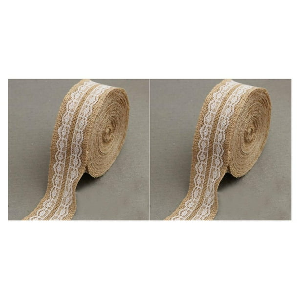 Naiovety 1 rollo de cinta de arpillera de yute Natural para manualidades, cinta de cáñamo DIY, Material de encaje, envoltorio de regalo de Navidad A1 2piezas Naiovety CBP008344