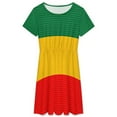 thumbnail image 3 of Ethiopian Flag Short Sleeve Dress Women Summer Evening Dresses Ladies Sundress, 3 of 7