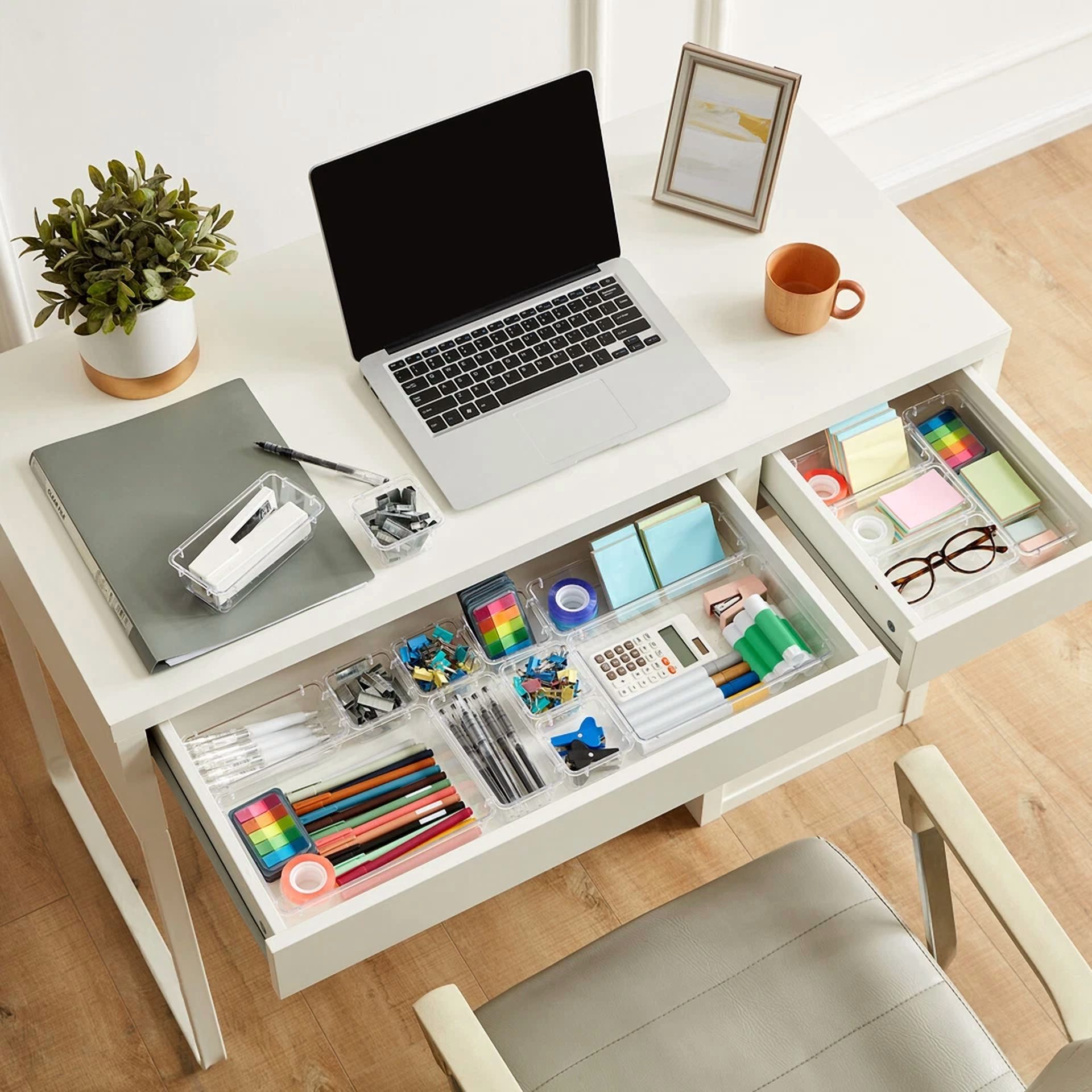 Lifewit Drawer Organizer 25Pcs, 4 Sizes Clear Plastic Desk Drawer Dividers