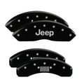 thumbnail image 3 of Fits 2018-2023 Jeep Wrangler JL MGP Caliper Cover Caliper Cover 42019SJPLBK Set of 4; Jeep Logo Front Set/Jeep Grill Logo Rear Set; Powder Coated; Black; Aluminum, 3 of 4