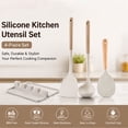 thumbnail image 1 of Silicone Kitchen Utensil Set, 4-Piece Heat-Resistant Cooking tools with Wooden Handles, Non-Scratch for Non-Stick Cookware, includes Spatula, Spoon, Rice Paddle, and Rest Tray, 1 of 9