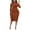 Brown, variant on Sngxgn Dresses for Women Front Tie Cap Sleeves V Neck Midi Bodycon Dress(Brown,XXL)