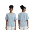 thumbnail image 2 of Komoo Women Oversized Striped T-Shirt Short Sleeve Crewneck Basic Shirt 2024 Fashion Summer Tee, 2 of 7