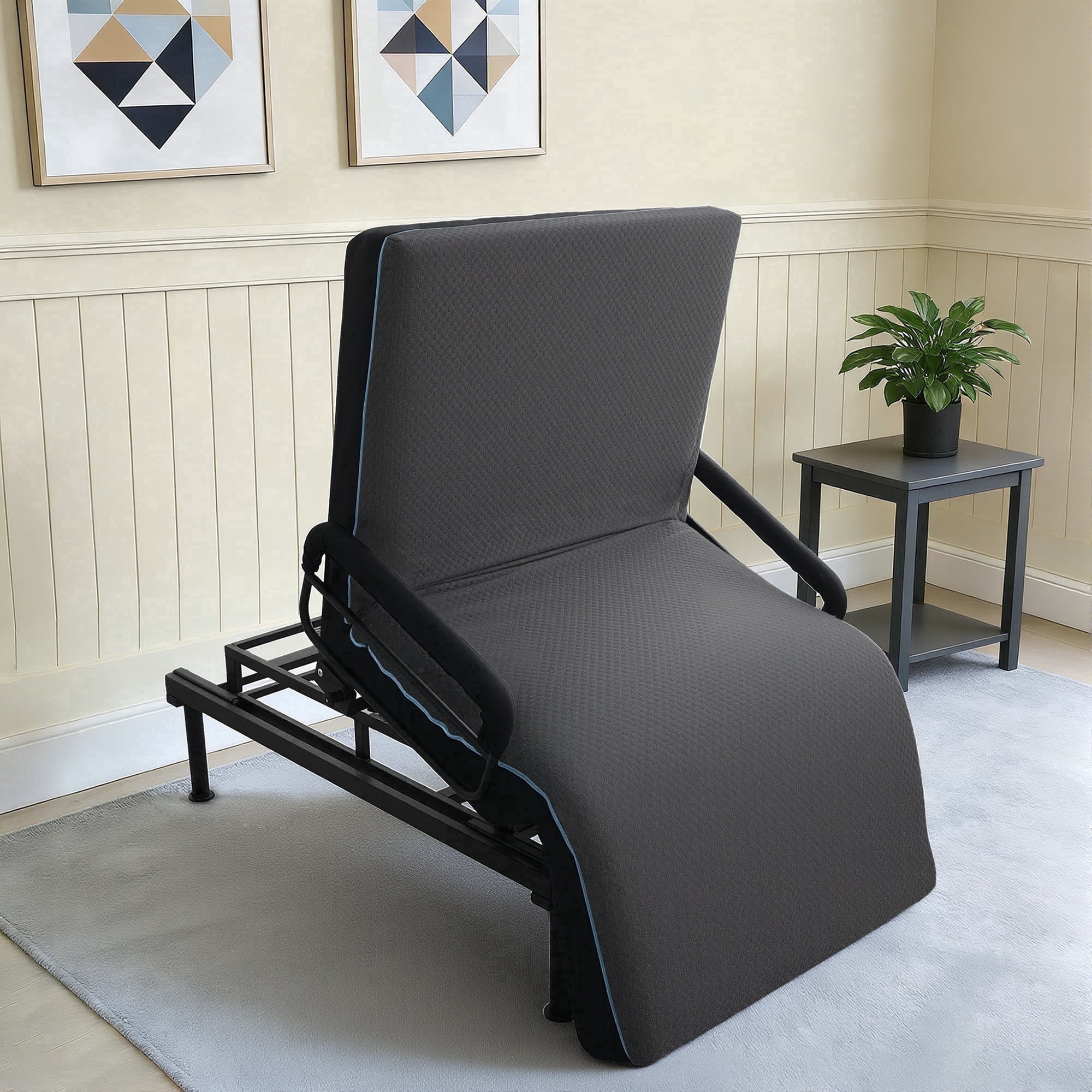 80 in Electric Lift Bed for Seniors - Wired Remote Control with One-Touch Backrest Lift & Leg Lowering, Fall-Safe Rails, Safe Standing/Sitting/Lying Aid