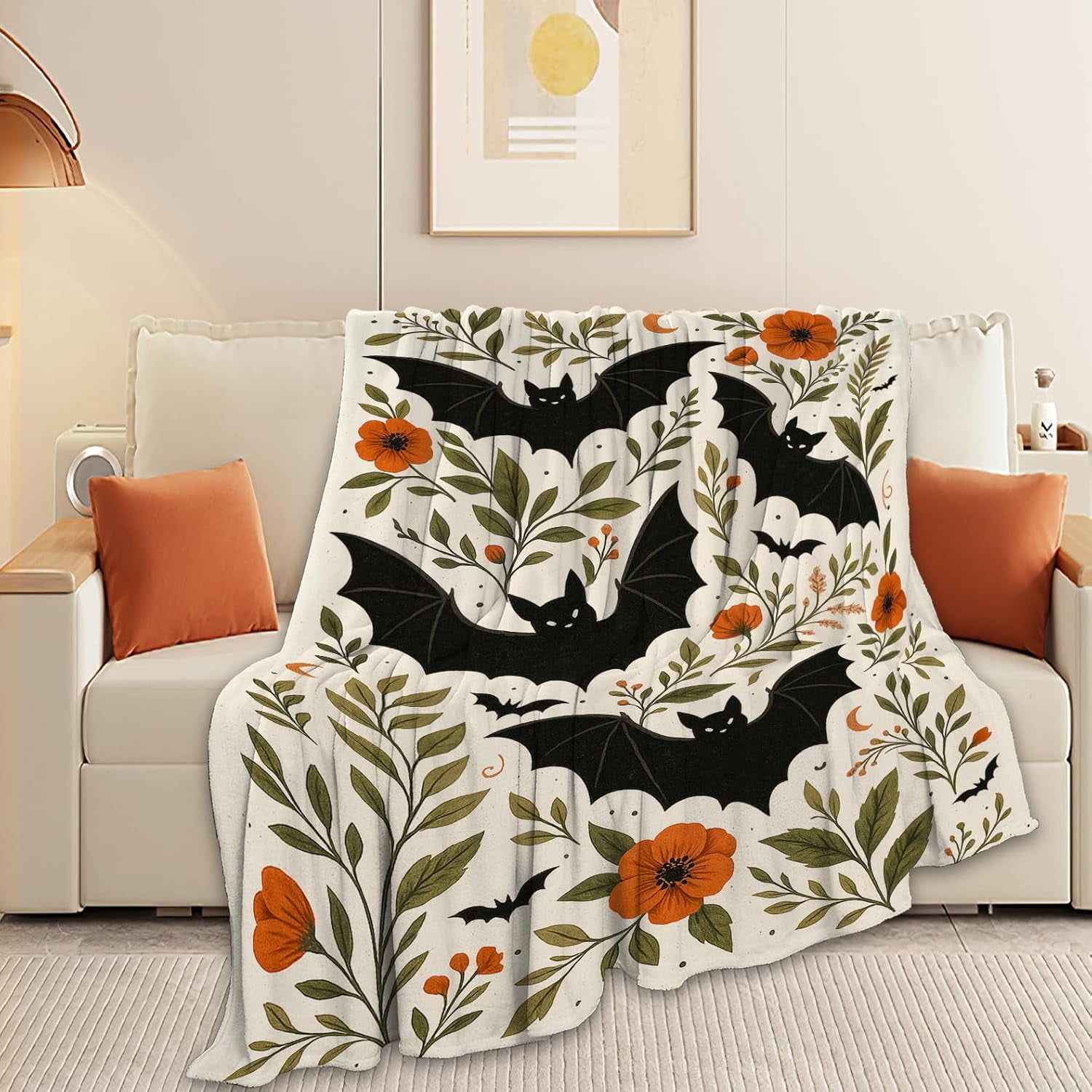Gothic Bat Blanket Super Soft Warm Fluffy Fleece Flannel Animal Blanket Cozy Fuzzy Plush Stuff Bedding Blankets Gifts for Women Users men Women Adults 80"X60"