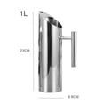 thumbnail image 4 of Water Pitcher Stainless Steel Cold Tea Jug Handle Coffee Water Pitcher; Cold Water Drink Pot for Pub Restaurant, S, 1L, 4 of 8