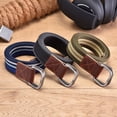thumbnail image 4 of Women Men Double Ring Buckle Canvas Belt Simple Casual Versatile Youth Cargo Waist Band Outdoor Sport Jeans Accessories, 4 of 6
