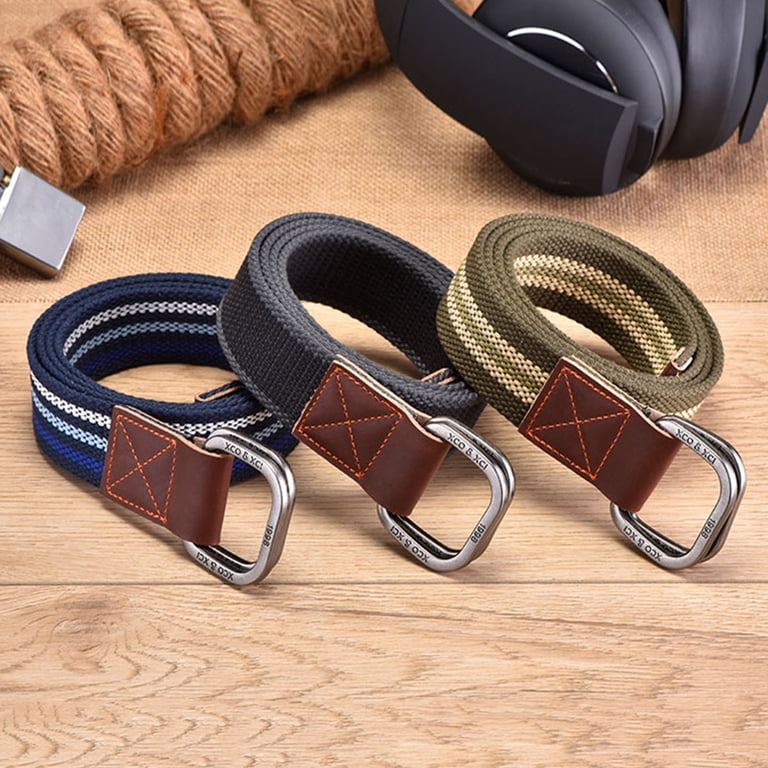 Women Men Double Ring Buckle Canvas Belt Simple Casual  display picture 2