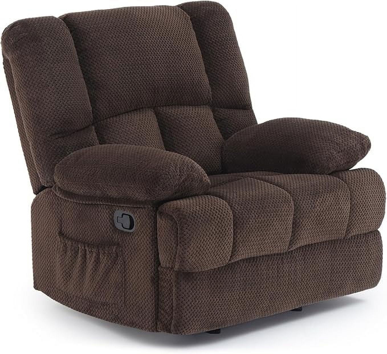 MAYEERTY Chocolate Oversized Rocking Recliner Sofa for Adults, Velvet, Ergonomic, Perfect for Living Room