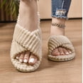 thumbnail image 2 of Slippers for Women Memory Foam House Bedroom Corduroy Crossbands Open Toe Slides Sandals Shoes Comfy Trendy Gift for womens Anti-Skid sole, 2 of 8