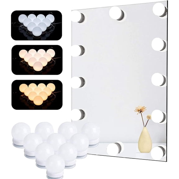 LED Lights for Mirror, Hollywood Makeup Light for Vanity with 10 Dimmable Bulbs 3 Color Modes,for Makeup Vanity Table & Bathroom Mirror