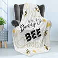 thumbnail image 4 of Saying Soft Flannel Fleece Throw Blanket, Funny Daddy to Bee Calligraphic Illustration Fathers Day, Cozy Plush for Indoor and Outdoor Use, 50" x 70", Grey Mustard, by Ambesonne, 4 of 5