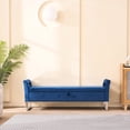 thumbnail image 2 of Navy Velvet Soft Bench with Storage Compartment / Comfortable and Practical for Home, 2 of 4
