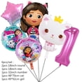 thumbnail image 3 of 6pcs Gabby Dollhouse Cats Number Balloon Children's Birthday Party Decoration Aluminum Balloons Girl Gabby's Doll Balloon Set, 3 of 5