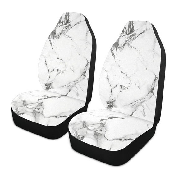 ALAZA White Marble Car Seat Covers 2 PCs Universal Auto Front Seats Interior Protector