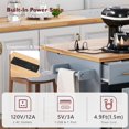 thumbnail image 3 of LEGAHOME 59.3” Kitchen Island with Rubberwood Drop-Leaf Top, Rolling Cart with 3 Drawers, Power Outlet, Trash Can Cabinet, Modern Kitchen Island Cart with Spice and Towel Rack for Dining Room, Blue, 3 of 9