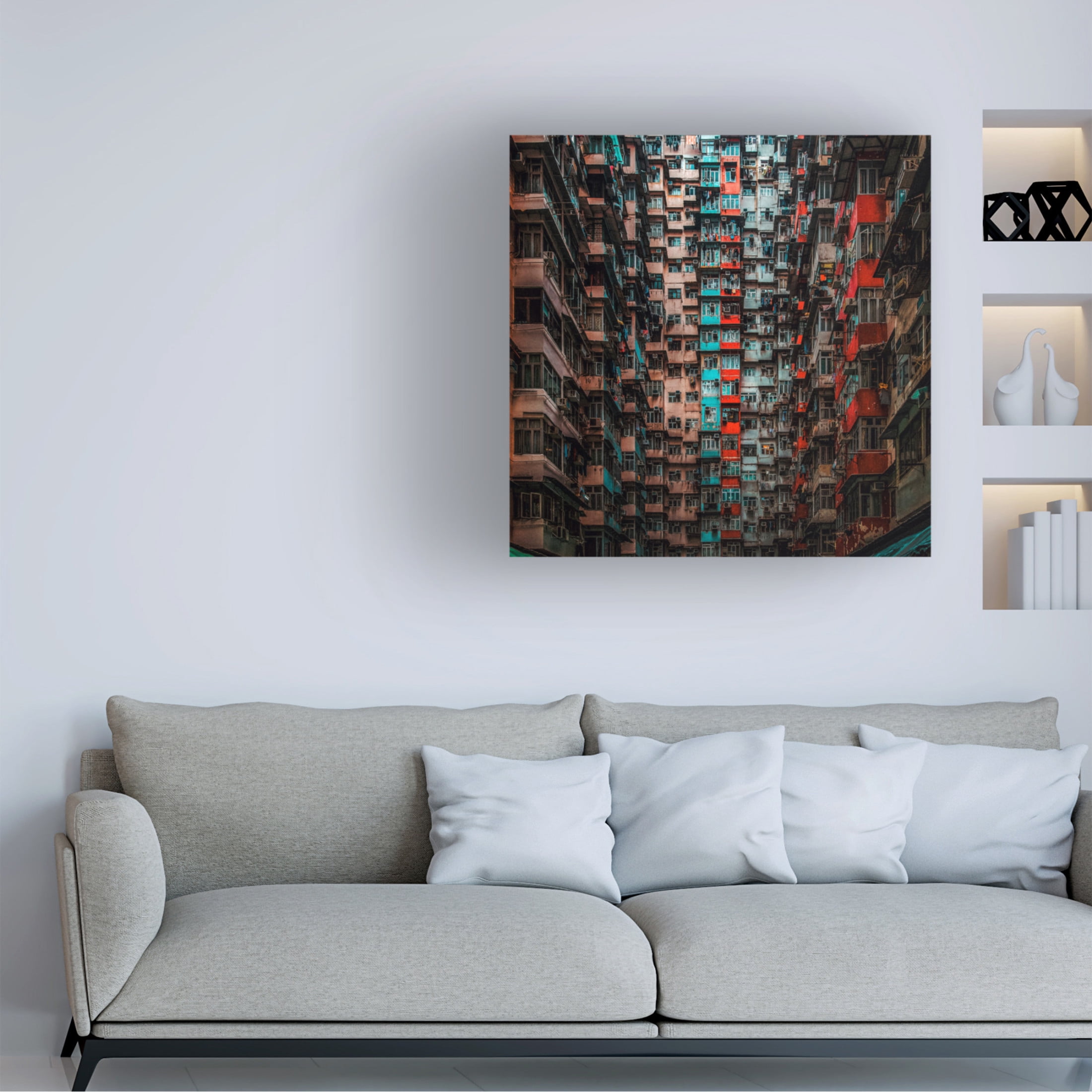 Canvas Wall Art - An Poto 'Apartments In Hong Kong' Wall Art for Living Room, Bedroom, or Office D?cor by Trademark Fine Art - 24 x 24 Inches